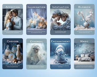 True Blue Romance and Love Oracle by Hattie Thorn 50 Card Deck Now with Printed Tuck Box