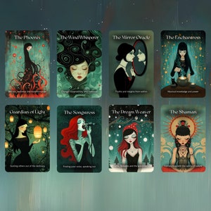 Mystic Maidens Oracle di Hattie Thorn. Mazzo di 50 carte dal design originale, inclusa la scatola Mystic Maidens Tuck