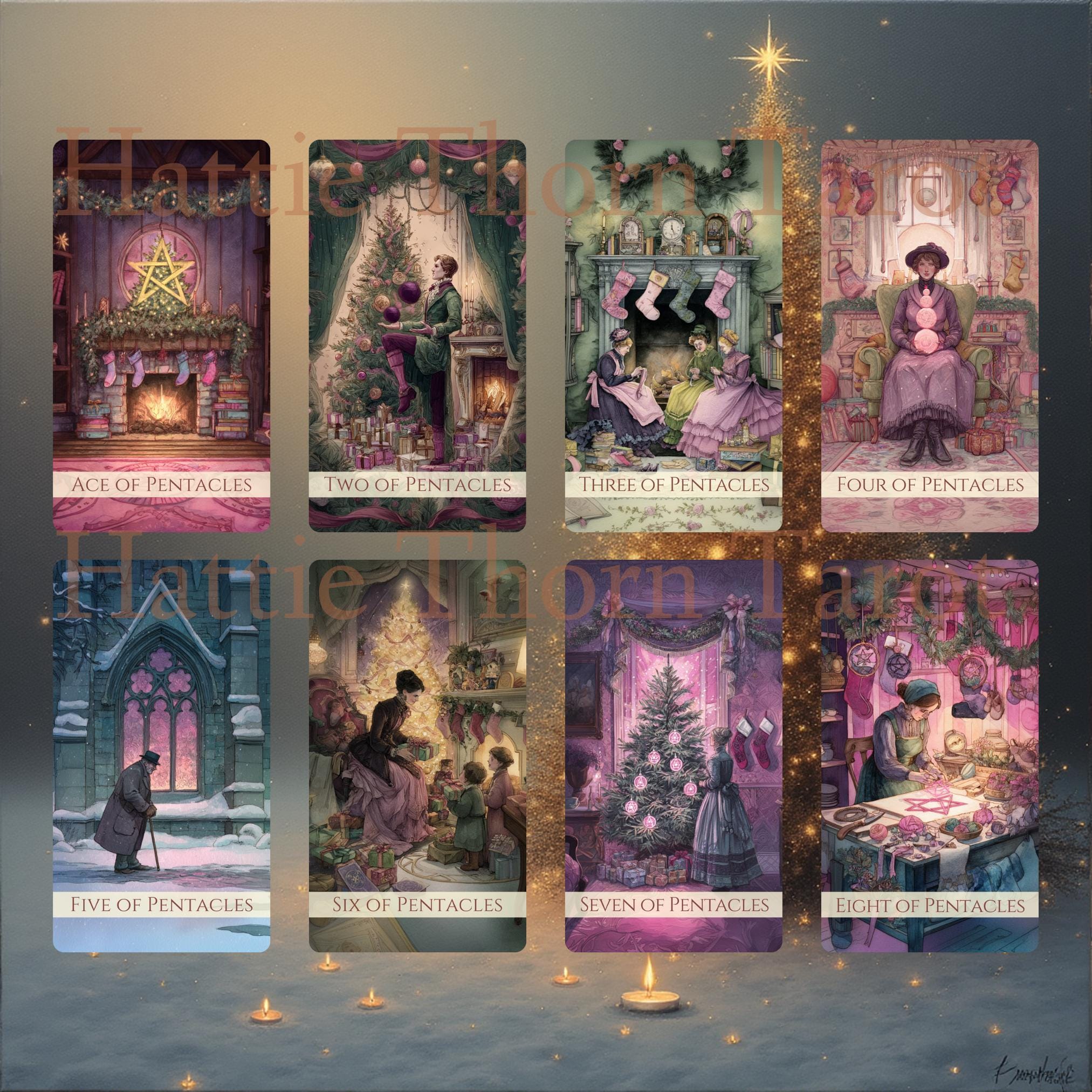 Festive Hearth Tarot • Victorian Christmas 78-card Deck • Cozy