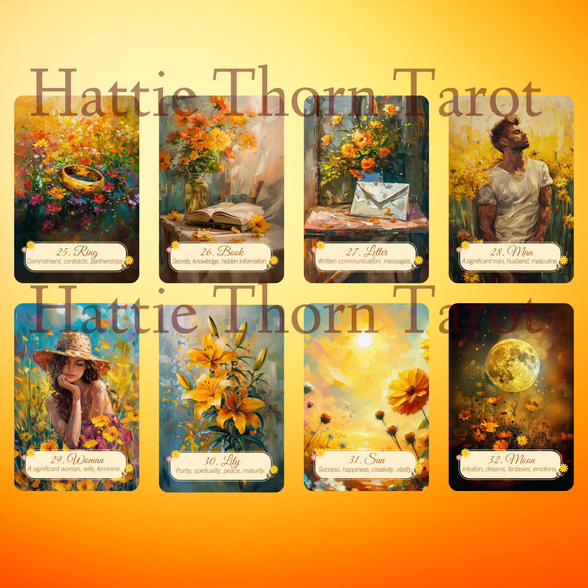Summer Meadows Tarot and Lenormand Bundle by Hattie Thorn. 2 Deck