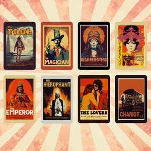 The Retro Poster Tarot by Hattie Thorn. Original Design 78 Card Deck Based on Rider Waite including Retro Poster Tuck Box