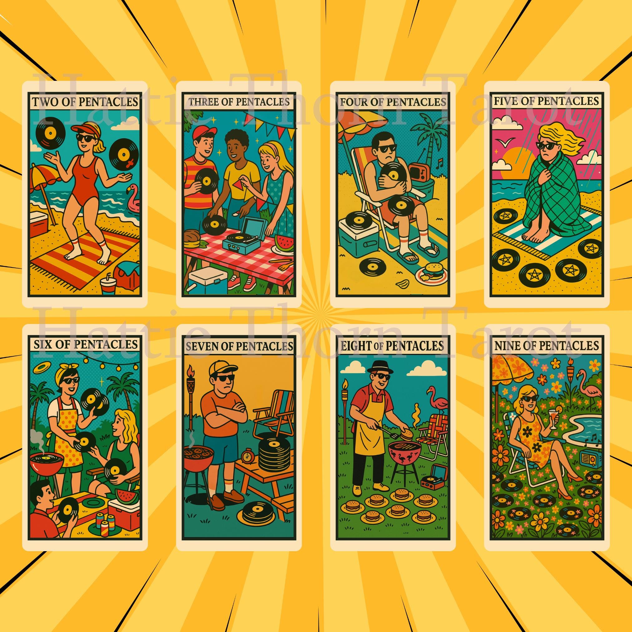 Kitsch Pop Tarot • 78 Card Deck • Retro Nostalgia • Neon Bright