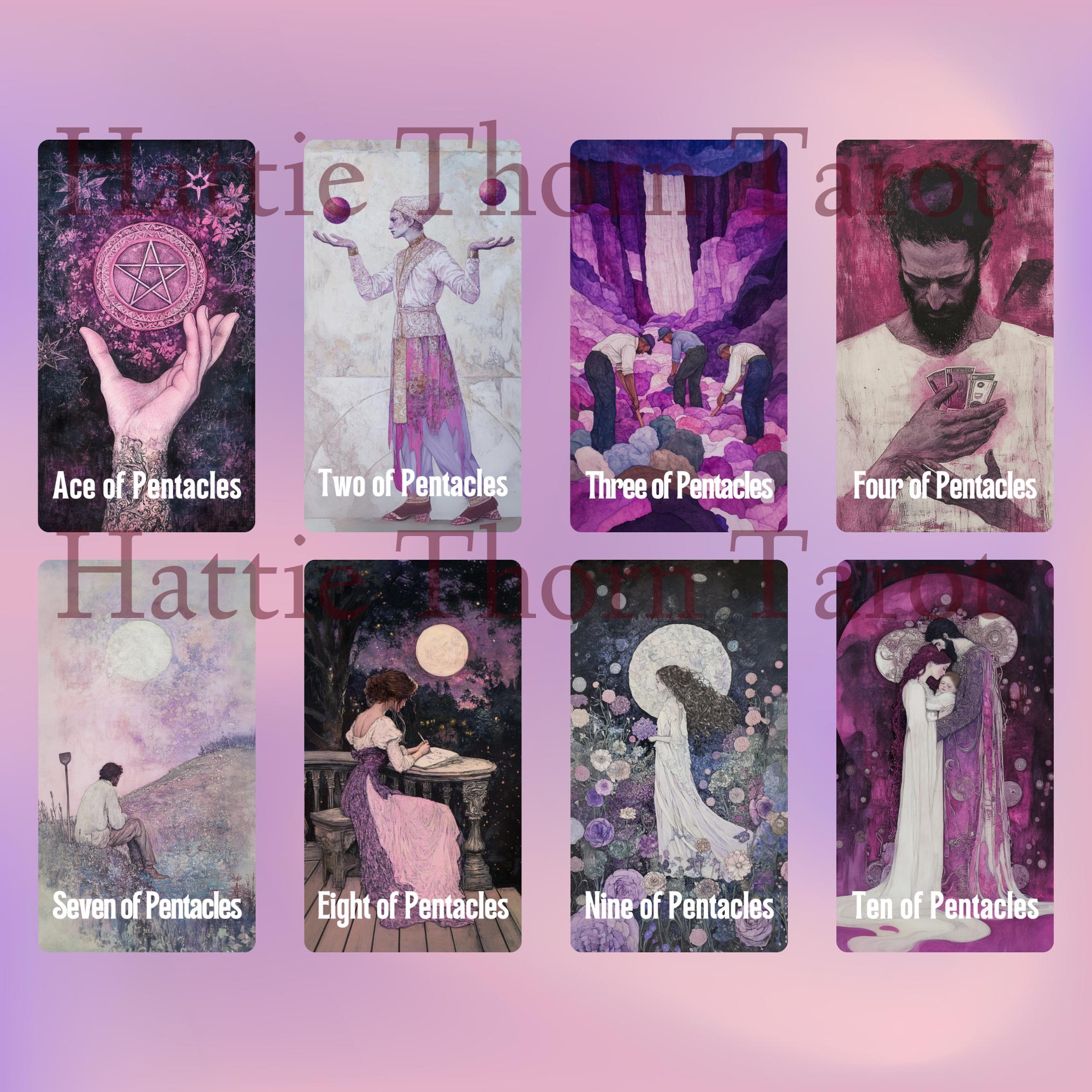 Enchanted Veil Tarot • 78 Card Dreamscape • Soft Pink & Violet
