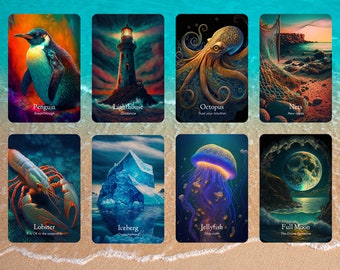 The Ocean Oracle Deck by Hattie Thorn. Original Design 45 Card Deck Including Fully Detailed Booklet and Ocean Oracle Rigid Box