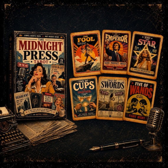 The Midnight Press Tarot • Vintage Media • Retro Newspaper Poster