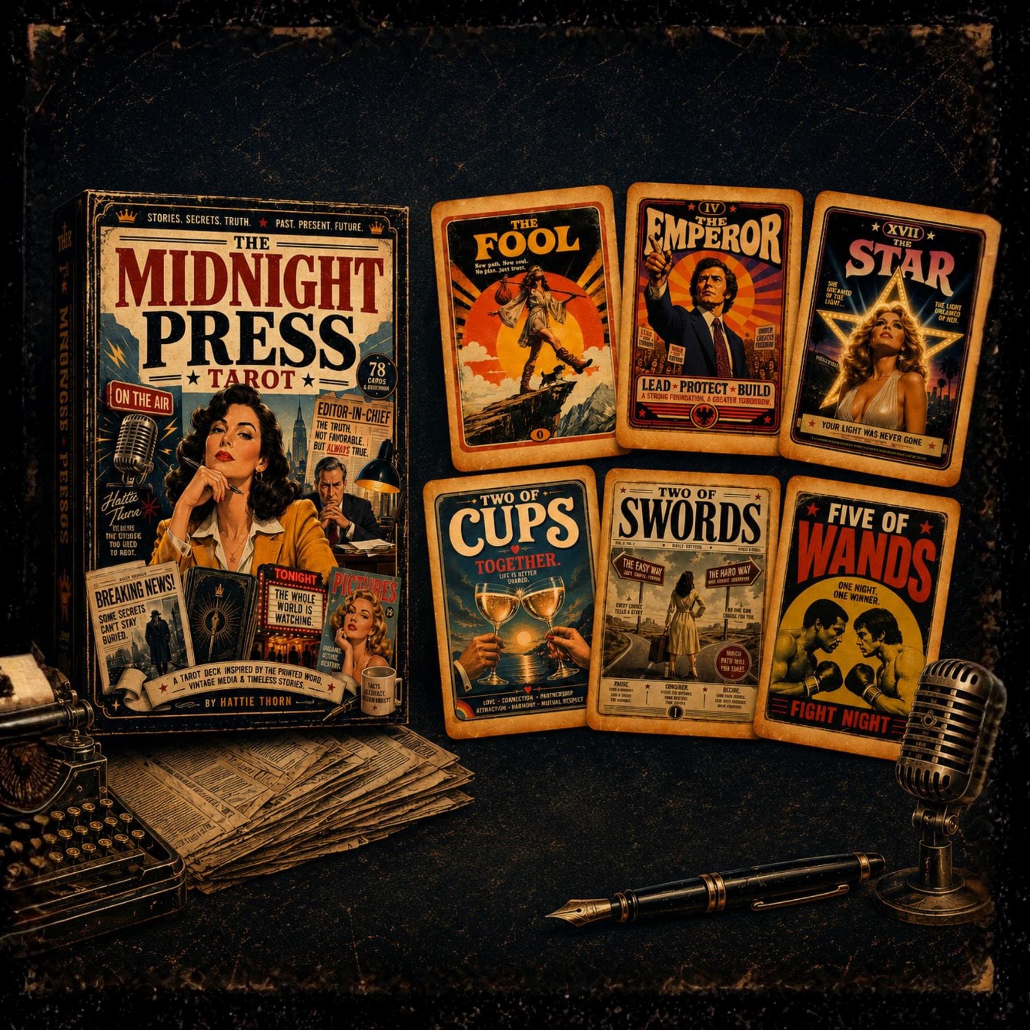 The Midnight Press Tarot • Vintage Media • Retro Newspaper Poster