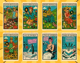 Kitsch Pop Tarot • 78 Card Deck • Retro Nostalgia • Neon Bright