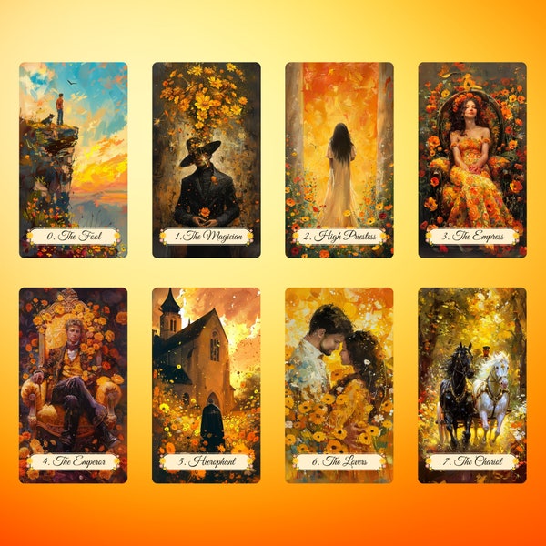Summer Meadows-tarot • Kaartspel met 78 kaarten • Zonovergoten velden en bloemen • Hattie Thorn-indiespel