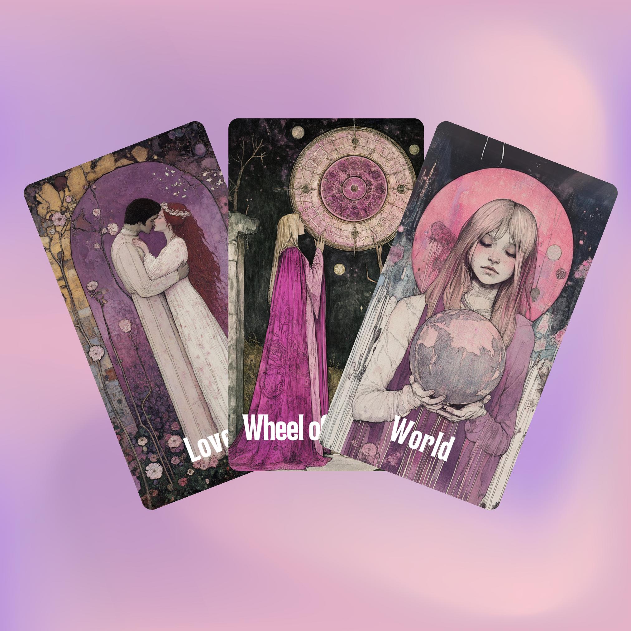 Enchanted Veil Tarot • 78 Card Dreamscape • Soft Pink & Violet Feminine Power • Hattie Thorn