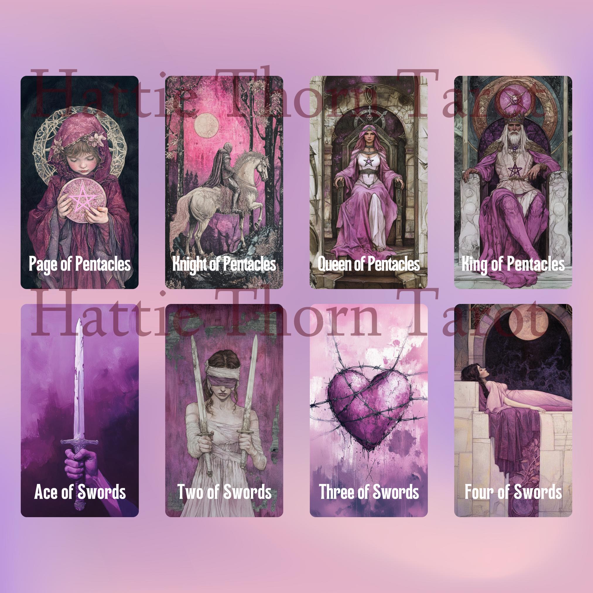 Enchanted Veil Tarot • 78 Card Dreamscape • Soft Pink & Violet