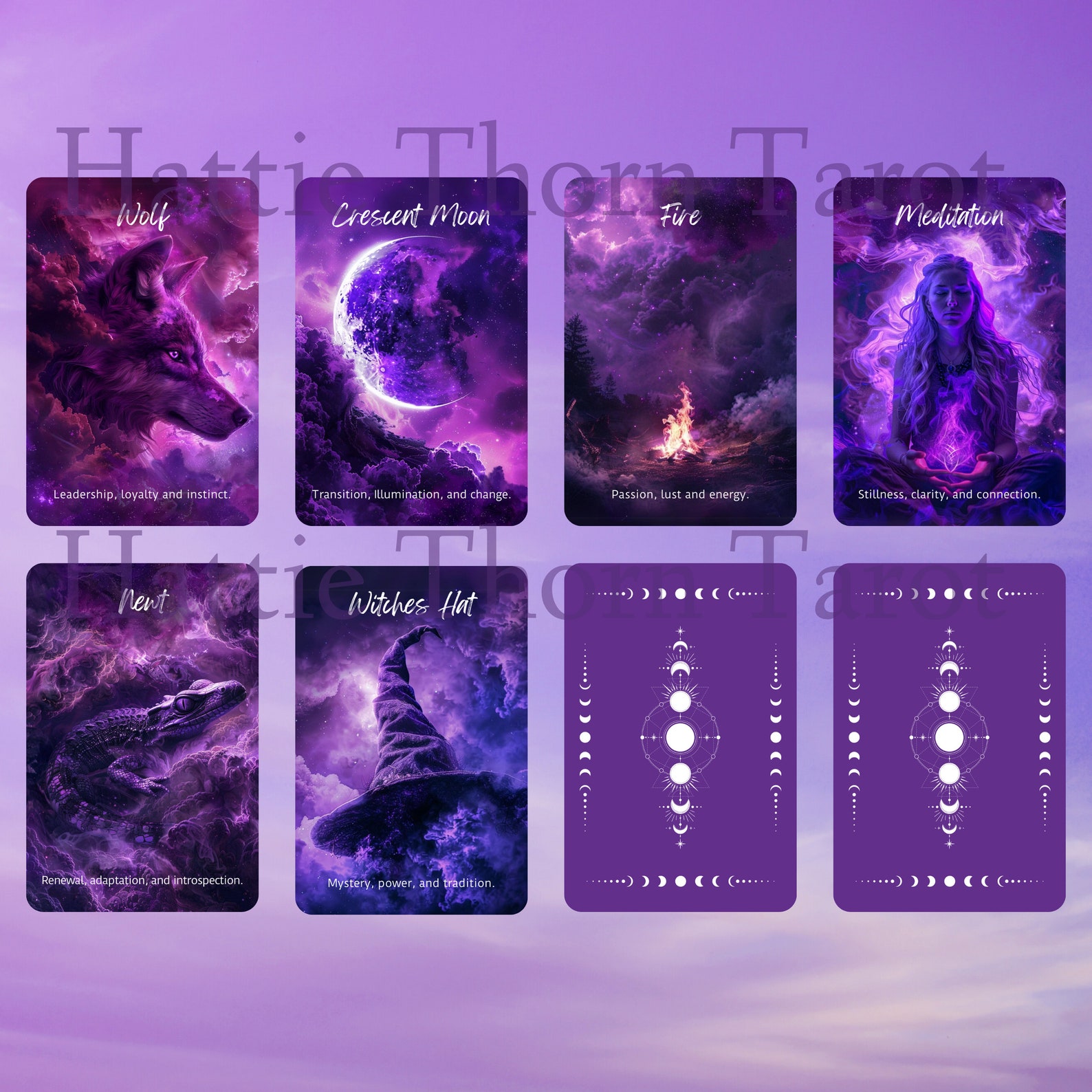 Cosmic Witch Oracle • 45 Card Deck • Celestial Purple Magic • Silver ...
