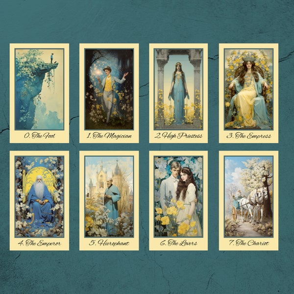 Bygone Spring Tarot by Hattie Thorn. Original Design 78 Card Deck Based on Rider Waite including Bygone Spring Tuck Box