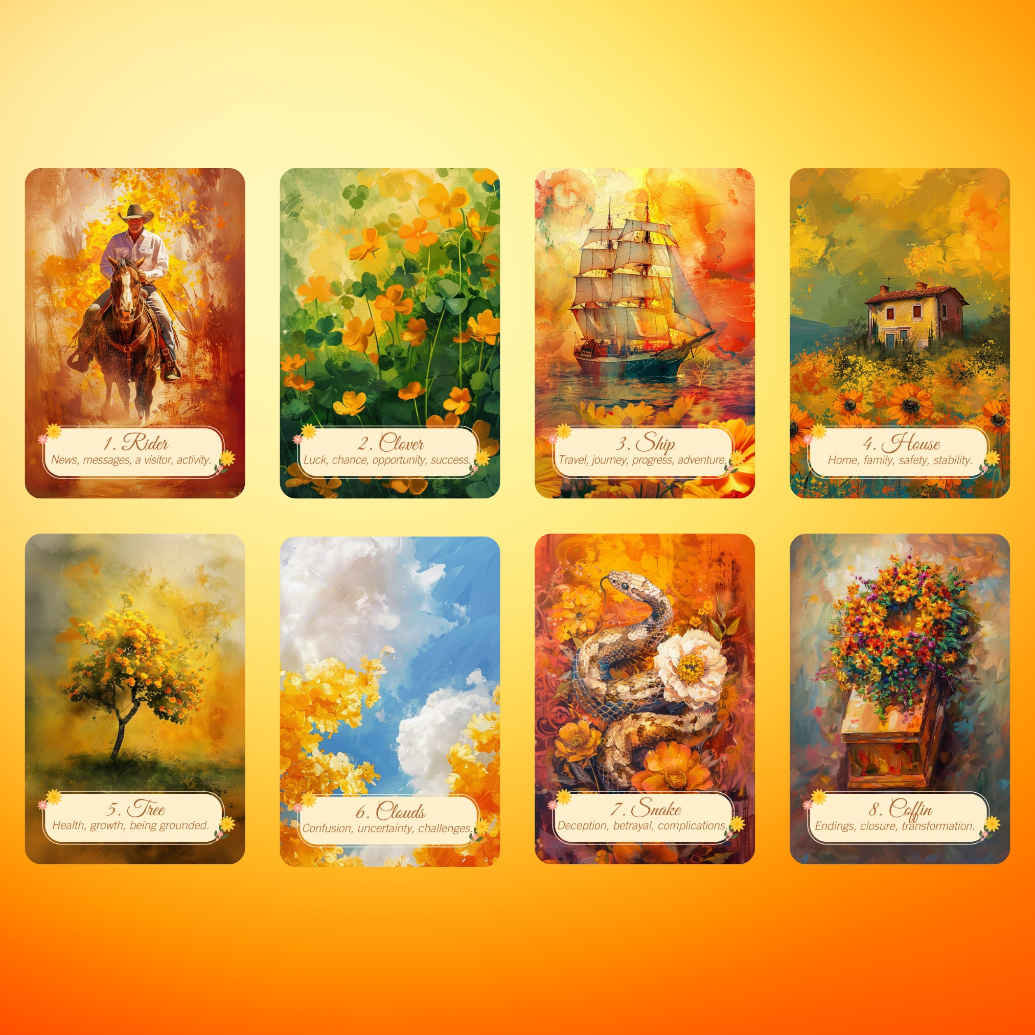 Summer Meadows Tarot and Lenormand Bundle by Hattie Thorn. 2 Deck