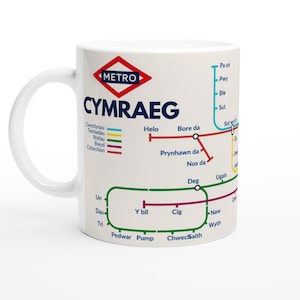 WELSH METRO MUG | Learn Welsh Vocabulary | Welsh Language Gift | Coffee Mug for Welsh Learners