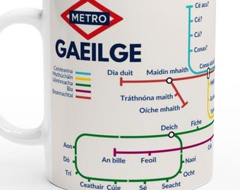 IRISH METRO MUG | Learn Irish Vocabulary | Gaeilge Language Gift | Coffee Mug for Irish Learners
