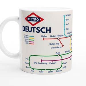 GERMAN METRO MUG | Learn German Vocabulary | Language Learning Gift | German Teacher Gift | Coffee Mug for German Learners