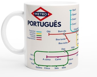 PORTUGUESE METRO MUG | Learn Portuguese Vocabulary | Language Learning Gift | Portuguese Teacher Gift | Coffee Mug for Portuguese Learners
