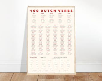 100 Dutch Verbs | A2 Minimalist Language Poster