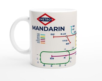 MANDARIN METRO MUG | Learn Chinese Vocabulary | Mandarin Language Gift | Coffee Mug for Mandarin Learners