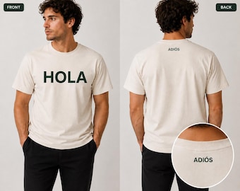 Spanish Hola Adiós  T Shirt | Learn Spanish Gift | Spanish Teacher Tee | Language Learner T-Shirt | Minimalist Unisex Tee