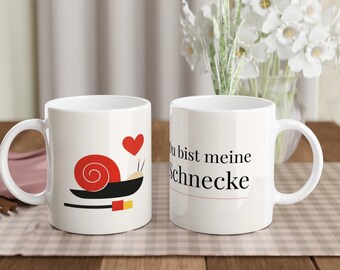 Romantic German Mug – Du Bist Meine Schnecke | Cute Valentine’s Day Coffee Cup
