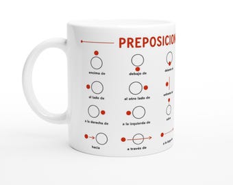 Spanish Prepositions Mug | Preposiciones de Lugar | Teacher Gift | Spanish Learner Mug | Grammar