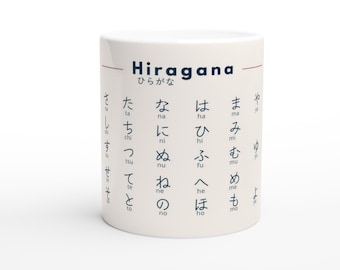 Hiragana Mug – Learn Japanese Alphabet | Minimalist Language Learning Gift | Japanese Study Cup | Hiragana Chart | Student Gift