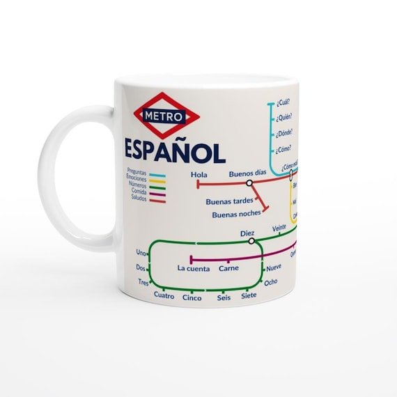 SPANISCHE METRO BECHER | Spanisch Vokabeln lernen | Sprachlerngeschenk | Spanisch Lehrer Geschenk | Kaffeetasse für Spanischlerner