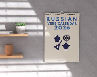 Russian Verb Calendar 2026 – Language Learning, A3 Wall Calendar