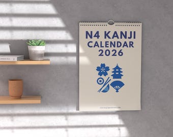 Japanese N4 Kanji Calendar 2026 – Language Learning, A3 Wall Calendar