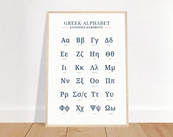 Greek Alphabet Poster | Minimalist Language Print | Greek Letters Wall Art | Modern Educational Poster | Gift for Language Lovers