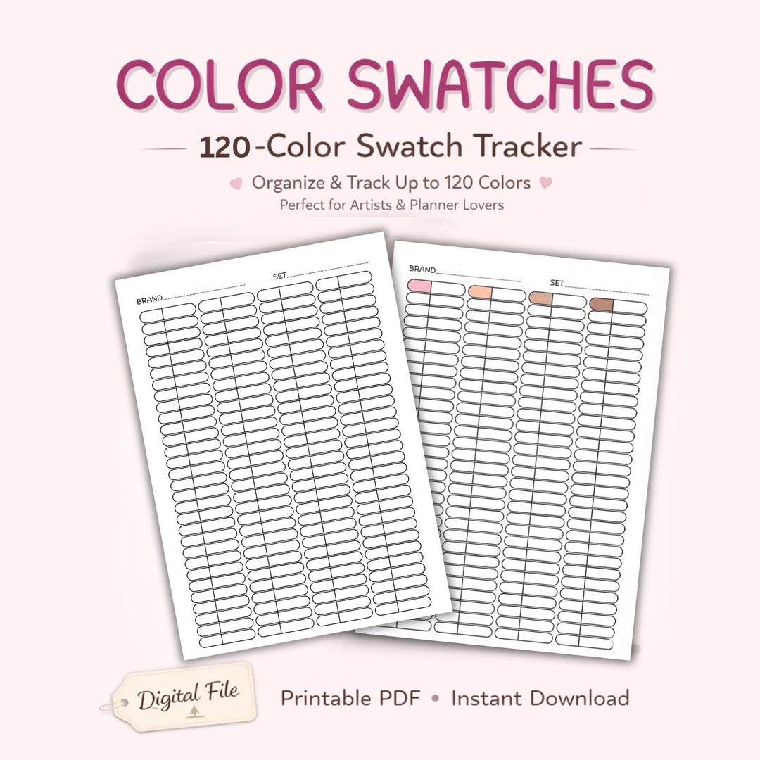 Color Swatch Tracker Printable PDF | 120 Color Swatches Chart | Art ...