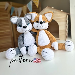 Crochet Husky and Corgi Pattern: Amigurumi Plush Dog (PDF)