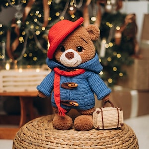 Schema uncinetto orso. Schema orso amigurumi. Schema peluche all'uncinetto. Schema uncinetto di Natale. Peluche amigurumi. Giocattoli fai da te all'uncinetto. Regalo