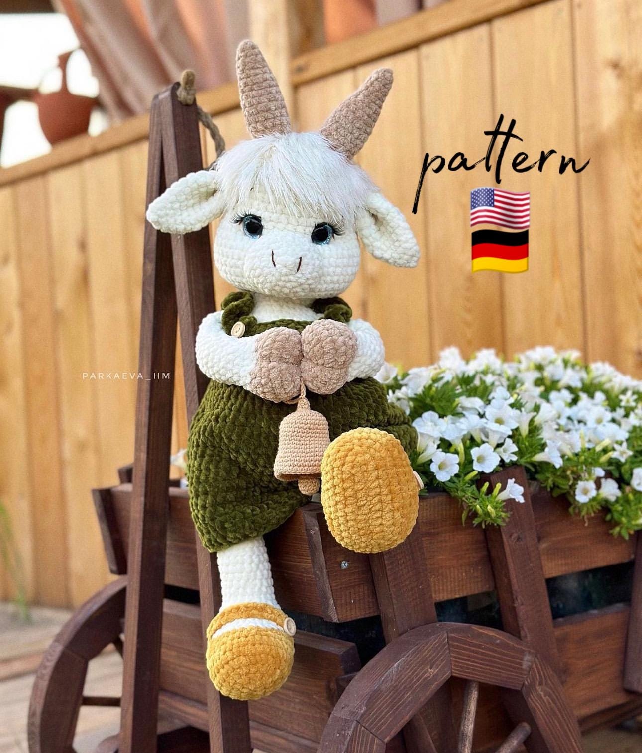 Crochet Goat Pattern: Amigurumi Stuffed Animal Toy (PDF Pattern)