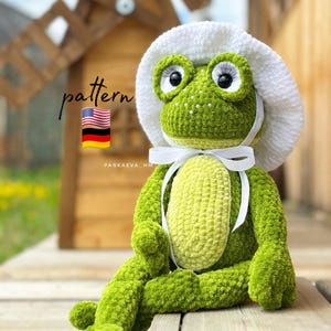 Crochet Frog Pattern: Amigurumi Plush Toy with Cap (PDF Pattern)