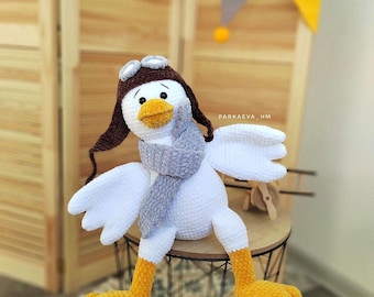 Amigurumi Goose Crochet Pattern: Aviator Plush Toy (PDF Pattern)