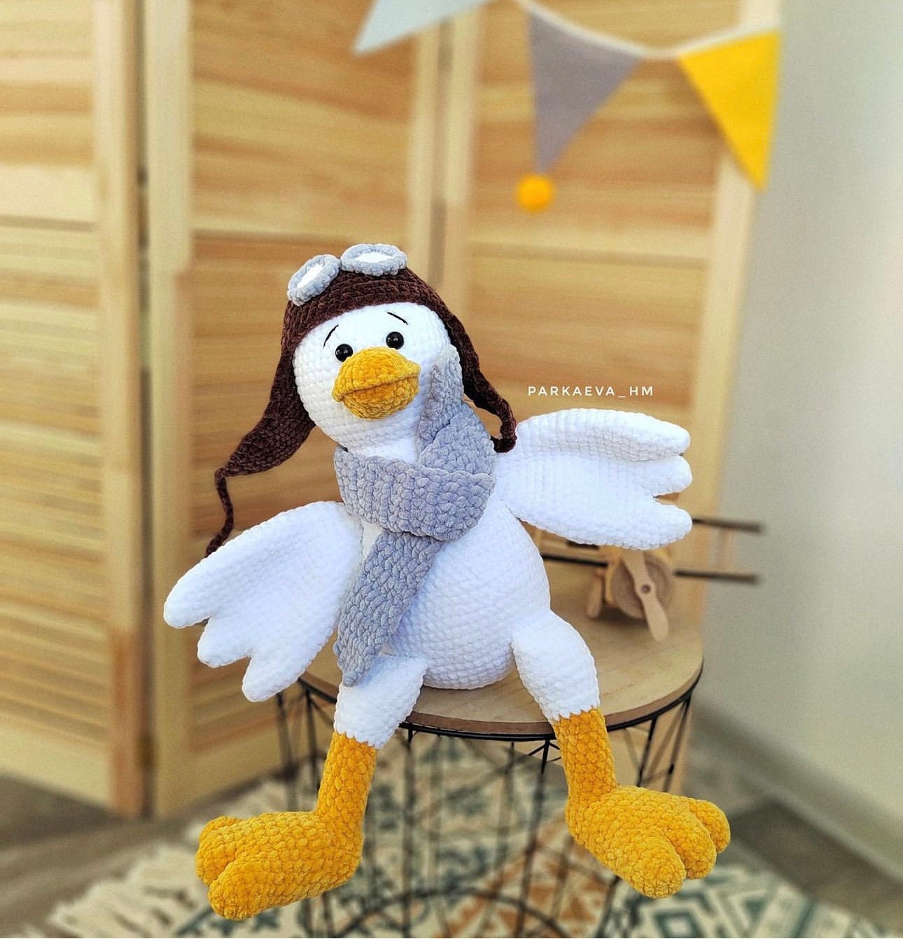 Amigurumi Goose Crochet Pattern: Aviator Plush Toy
