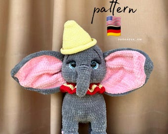 Elefant gehäkelte Amigurumi Anleitung: Plüschtier DIY (PDF Download)