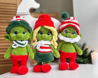Modèle de crochet d'elfes de Noël : décoration de Noël en amigurumi (tutoriel PDF)
