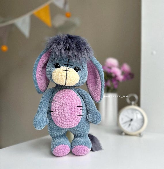 Donkey crochet pattern. Crochet plushie pattern. Stuffed animal pattern. Cute crochet gifts for kids. Handmade plushies. Baby shower gifts