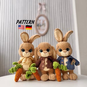 Virkat kaninmönster (mindre version): Djuramigurumimönster (PDF-mönster). DIY-plyschleksak för påskhare. Mönster för gosedjur