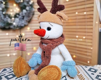 Schema per pupazzo di neve natalizio all'uncinetto: Peluche amigurumi (schema in PDF)