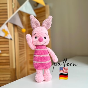 Piggy crochet pattern / Crochet plush Pig / Amigurumi pattern / Stuffed piggy pattern / DIY plush toys / Crochet plushies / Handmade toys