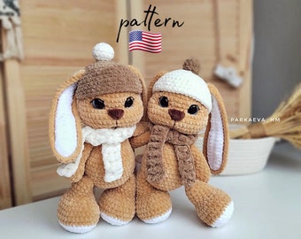 Crochet Plush Bunny Pattern: Amigurumi Stuffed Animal (PDF)