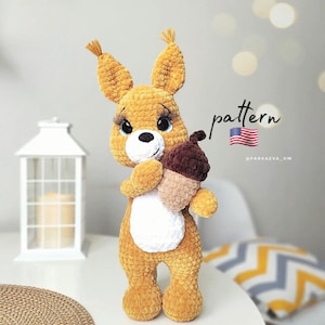 Squirrel crochet pattern / Amigurumi squirrel / Crochet plush pattern / Stuffed squirrel / Handmade crochet gifts / DIY plush toys / Plushie