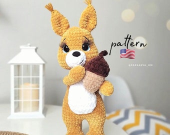 Squirrel Crochet Pattern: Amigurumi Plush Toy (PDF Pattern)