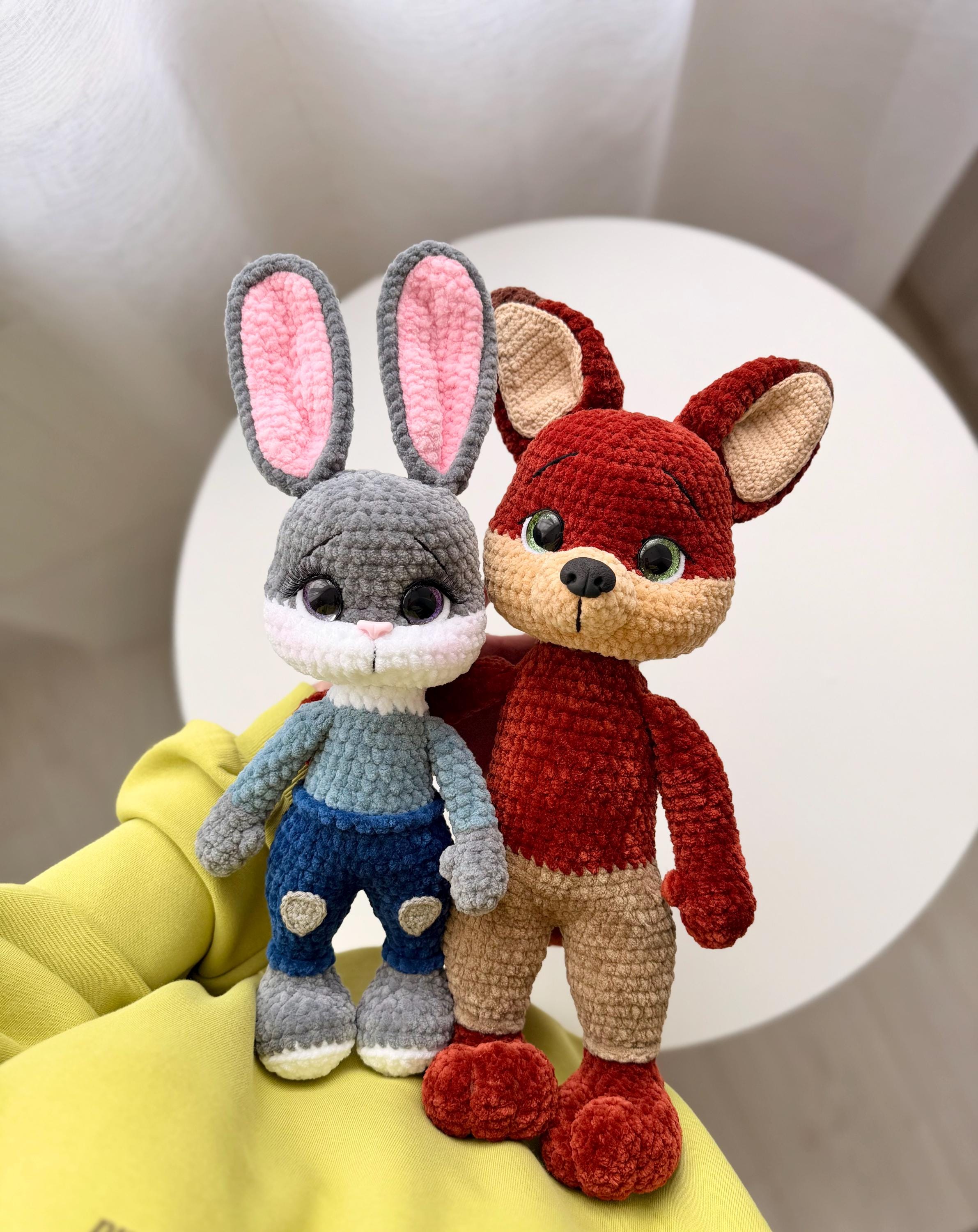 編みぐるみウサギ かぎ針編みのキツネとウサギのあみぐるみパターン（PDF）、森の動物の