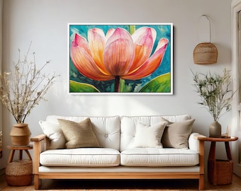 Impressão floral abstrata de tulipa branca | Arte de parede botânica emoldurada | Pintura de paisagem verde moderna | Decoração escandinava minimalista