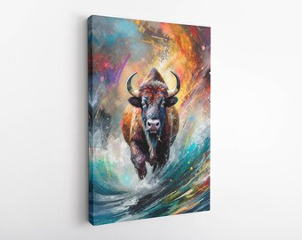 Bison Art Wall Decor, Canvas Or Poster, Wildlife Art, Animal Art, Nature Art, Bison Wall Hanging, Bison Canvas Art